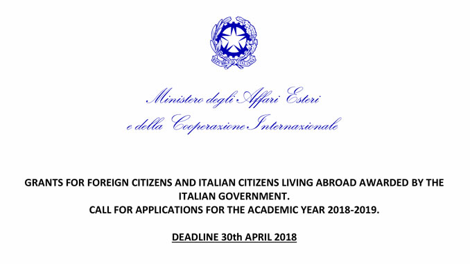 Hapet thirrja për dhënien e Bursave të Studimit që ofrohen nga Qeveria Italiane për Vitin Akademik 2018-2019