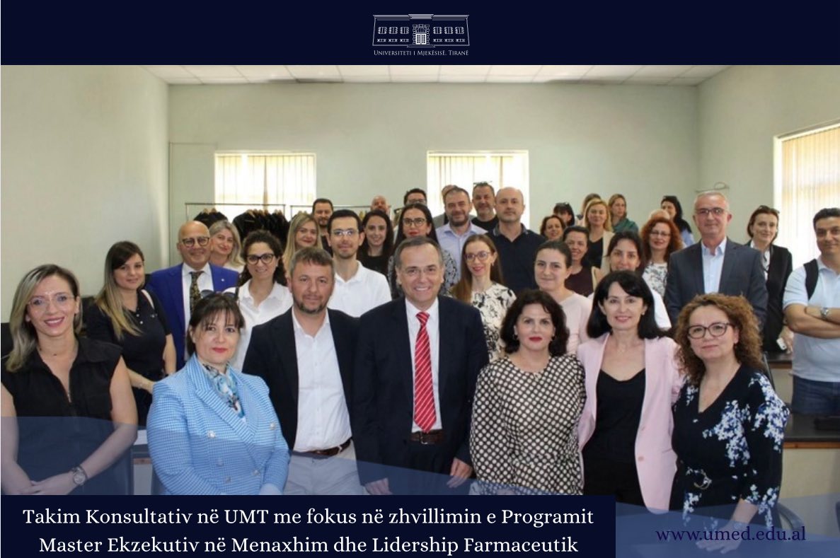 Takim Konsultativ në UMT me fokus në zhvillimin e Programit Master Ekzekutiv në Menaxhim dhe Lidership Farmaceutik Takim Konsultativ në UMT me fokus në zhvillimin e Programit Master Ekzekutiv në Menaxhim dhe Lidership Farmaceutik