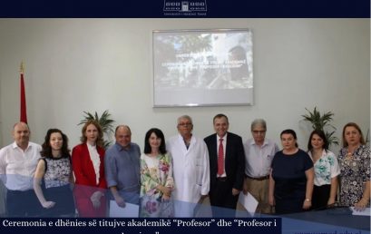 Ceremonia e dhënies së titujve Akademikë “Profesor” dhe “Profesor i Asociuar”