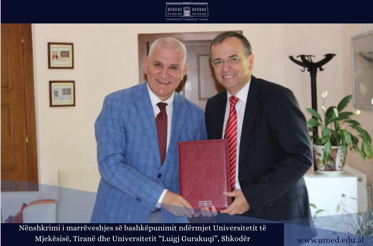 Nënshkrimi i marrëveshjes së bashkëpunimit ndërmjet Universitetit të Mjekësisë, Tiranë dhe Universitetit “Luigj Gurakuqi”, Shkodër Nënshkrimi i marrëveshjes së bashkëpunimit ndërmjet Universitetit të Mjekësisë, Tiranë dhe Universitetit “Luigj Gurakuqi”, Shkodër