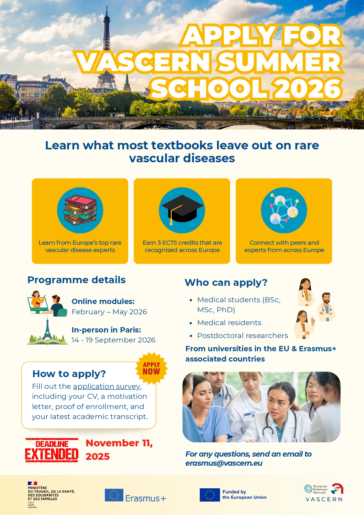 Aplikimet janë hapur për VASCERN Summer School 2026 në Paris!