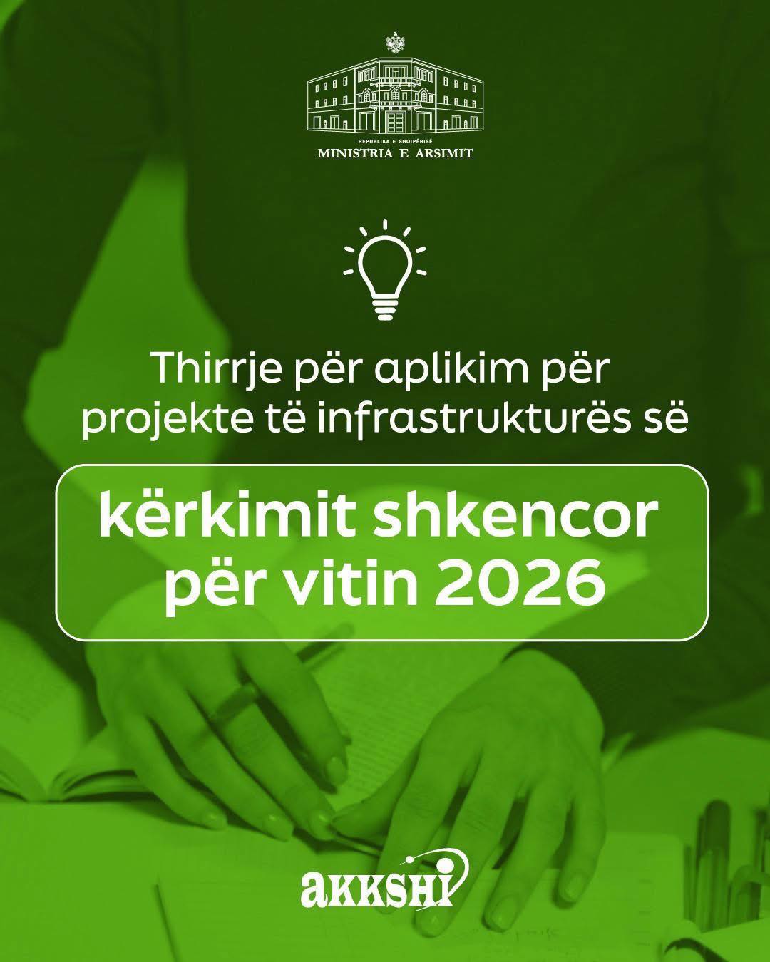 Agjencia Kombëtare e Kërkimit Shkencor dhe Inovacionit (AKKSHI) ka hapur thirrjen për projektet e infrastrukturës së kërkimit shkencor për vitin 2026